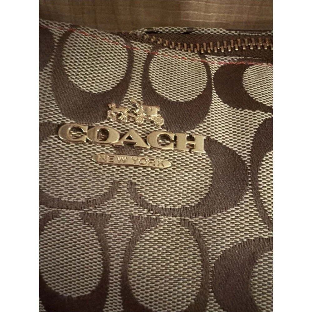 Coach Ava F37231 Signature Khaki Tote/ Pink Leather. Very Good Pre owned Cond!
